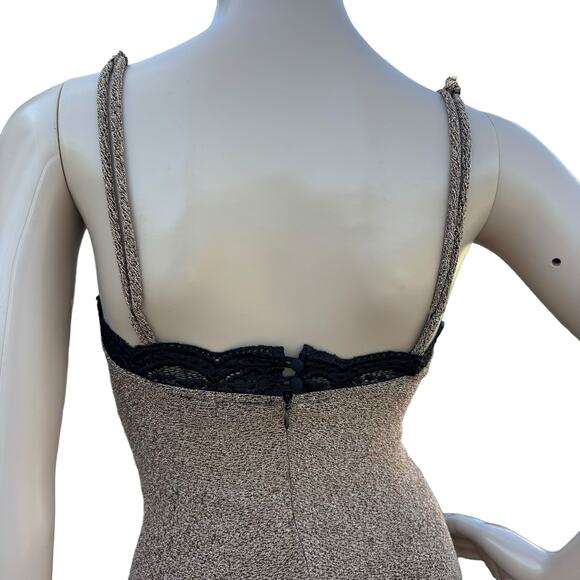 New Current Air Womens Metallic Gold Twist Front Sleeveless Bodycon Midi Dress - Picture 6 of 7